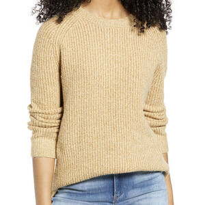 BP. Plaited Stitch Recycled Blend Crewneck Sweater in Tan Boulder, Size S‌‌‌‌